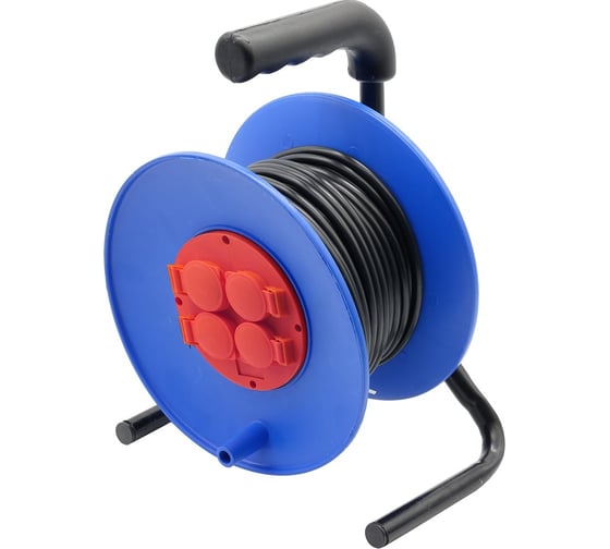 Силовой удлинитель на катушке GLANZEN 30 м 4 гнезда, ПВС 2x1,5 EC-30-006 00-00006556