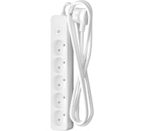 Сетевой удлинитель ФОТОН 10-25S, 2м, 5 розеток, 10А, с выключателем, белый 21117