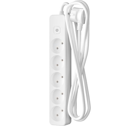 Сетевой удлинитель ФОТОН 10-25S, 2м, 5 розеток, 10А, с выключателем, белый 21117