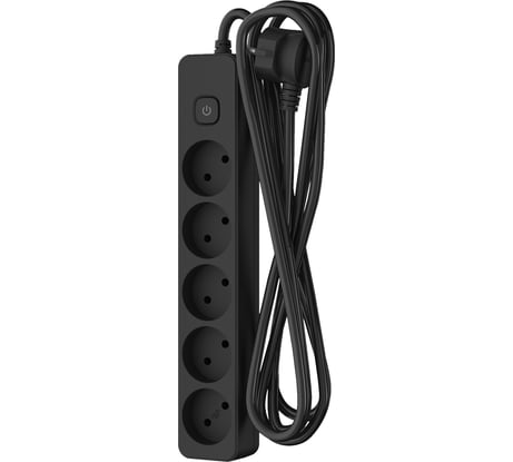 Сетевой удлинитель ФОТОН 10-35S, 3м, 5 розеток, 10А, с выкл., черный 22727