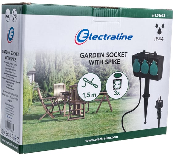 Садовый удлинитель на пике Electraline IP44 -40С 1,5 метра 01663