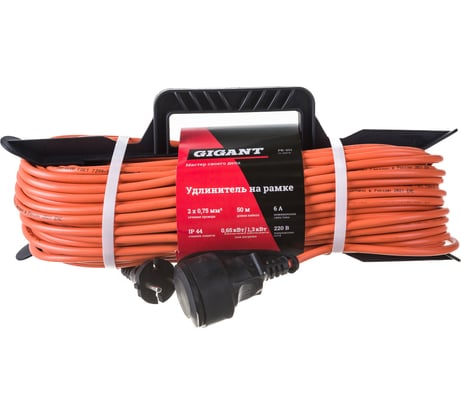 Удлинитель на рамке Gigant б/з ПВС 2х0,75 6A 50м IP 44 INDUSTRY EG PE-011