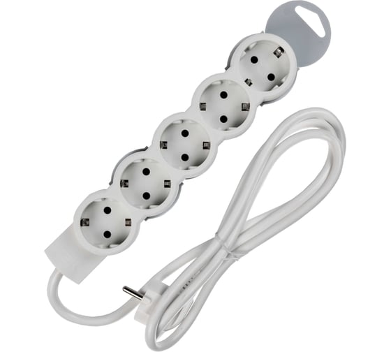 Удлинитель IEK STANDARD У05, 5 мест 2P+PE 1,5м 3х1,5мм2 16А белый, 695011