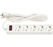 Сетевой фильтр Smartbuy 10А, 2200 Вт, 5 гнезд, без з/ш, земля, ПВС 3x0,75, 3 м, белый SBSP-30-W