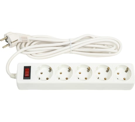Сетевой фильтр Smartbuy 10А, 2200 Вт, 5 гнезд, без з/ш, земля, ПВС 3x0,75, 3 м, белый SBSP-30-W