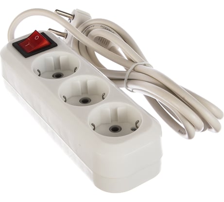 Удлинитель Smartbuy 3 гнезда 2 метра 16А/3,5кВт с выкл. и заземлением ПВС 3х1,0 SBE-16-3-02-ZS