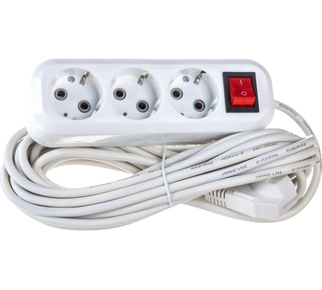 Удлинитель Smartbuy 3 гнезда 7 метр. 16А/3,5кВт с выкл. и заземлением ПВС 3х1,0 SBE-16-3-07-ZS
