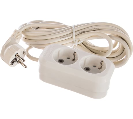 Удлинитель Smartbuy 2 гнезда 5 метров 16А/3,5кВт с заземлением ПВС 3х1,0 SBE-16-2-05-Z