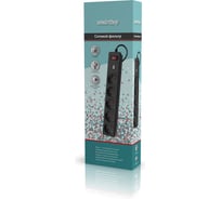 Сетевой фильтр c USB Smartbuy 10А, 5 гнезд, c з/ш, земля, ПВС 3x0,75, 3 м, черный SBSP-30U-K