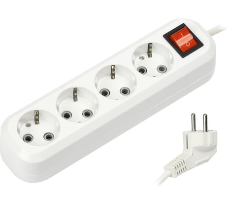 Удлинитель Smartbuy 4 гнезда 2 метра 16А/3,5кВт с выкл. и заземлением ПВС 3х1,0 SBE-16-4-02-ZS