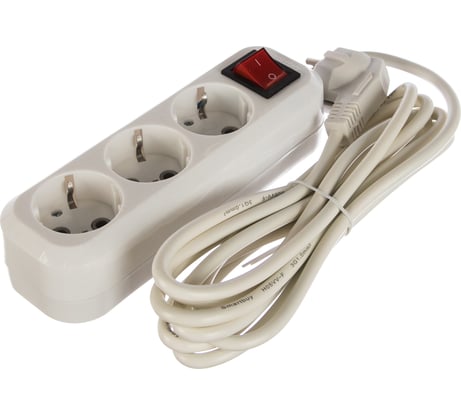 Удлинитель Smartbuy 3 гнезда 3 метра 16А/3,5кВт с выкл. и заземлением ПВС 3х1,0 SBE-16-3-03-ZS