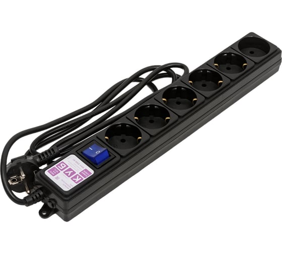 Фильтр-удлинитель Power Cube куб 1,9 м, 6 розеток, черный, 16а/3,5квт, SPG6-B1,9M