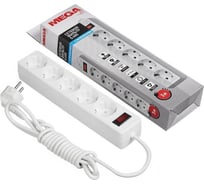 Сетевой фильтр Promega jet 5/3м с зазем,10А,2200 Вт,автомат предохр,белый 747495