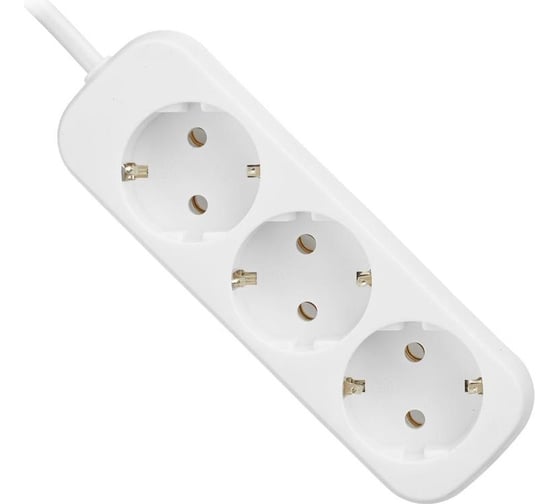 Удлинитель ProMega 3 розетки, с заземлением, 3м, 10а, 2200 вт, белый 747492
