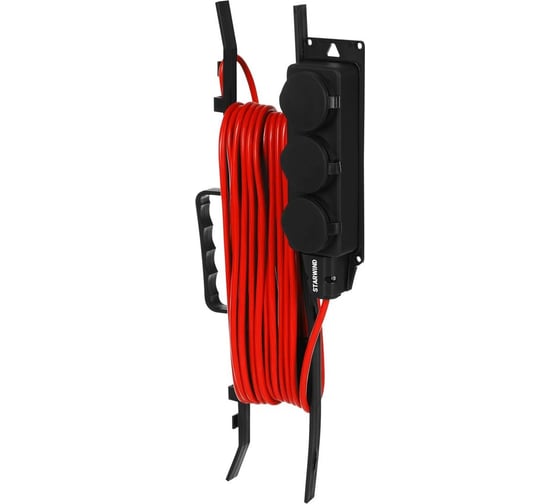 Силовой удлинитель STARWIND ST-PS3.10/B 3x1.0 кв.мм, 3 розетки, 10м, ПВС, 10A, пластиковая рамка, оранжевый 1781436