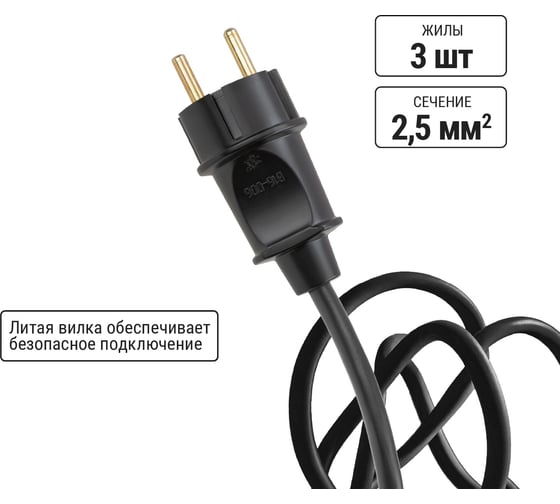 Силовой удлинитель-шнур TDM ELECTRIC на рамке, каучук, кг, ip44, штепсельное гнездо, с заземлением, 4000 вт, 20 м, народный SQ1307-0242