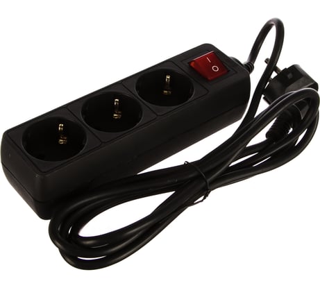 Сетевой удлинитель PERFEO с кнопкой POWERMATE 1,8м 3 розетки черный 30 012 507
