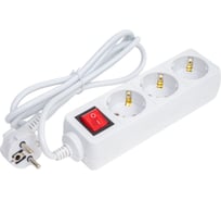 Сетевой удлинитель PERFEO с кнопкой POWERMATE 1,8м 3 розетки белый 30 012 508