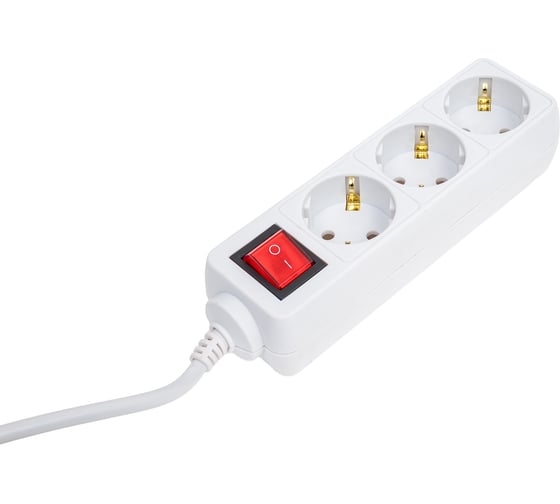 Сетевой удлинитель PERFEO с кнопкой POWERMATE 1,8м 3 розетки белый 30 012 508