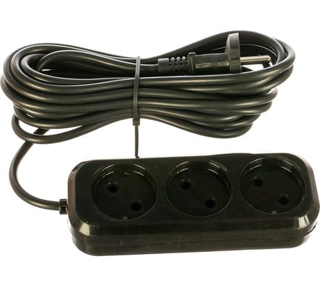 Сетевой удлинитель PERFEO без заземления RU POWER 5 м 3 розетки чёрный 30 013 091