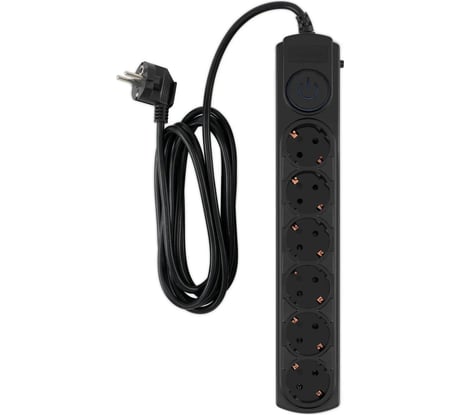 Сетевой фильтр IPPON BK-6-EU-3-10-B 3м, 6 розеток, черный, коробка 1804741