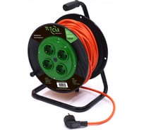 Электрический силовой удлинитель TUSCAR 30м, 4 розетки, на пласт. катушке, б/з пвс 2x2,5, 4квт 401330544-30-2