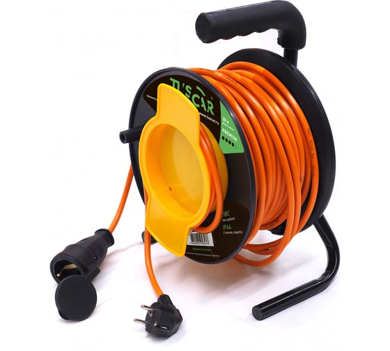Электрический силовой удлинитель TUSCAR 30м, 1 розетка, на пласт. катушке, б/з пвс 2x2,5, 4квт 401530514-30-2 1