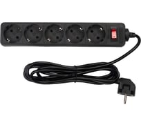 Удлинитель ФАZАс сетевым фильтром FOP-05GS-300-bk 2.2кВт 5х3м с заземлением ПВС 3х0.75 с выкл. черн. 10А IP20 5007642