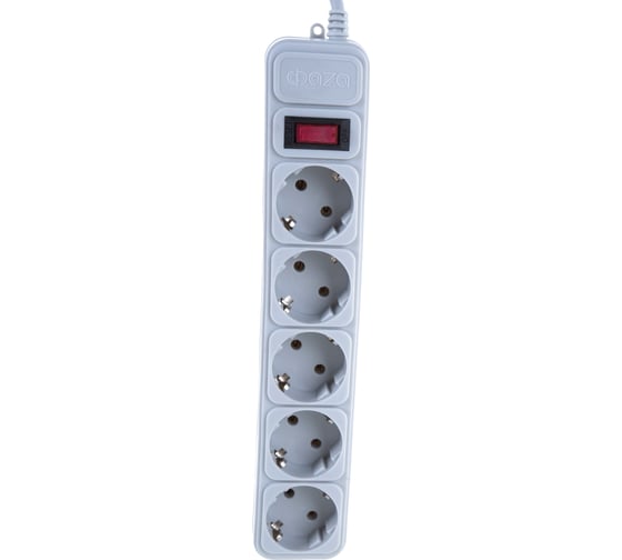 Удлинитель ФАZАс сетевым фильтром FOP-05GS-300-gy 2.2кВт 5х3м с заземлением ПВС 3х0.75 с выкл. серый 10А IP20 5022997