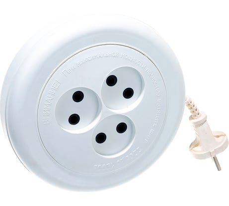 Сетевой удлинитель PERFEO рулетка без заземления RU POWER 5 м 3 розетки белый 30 013 095