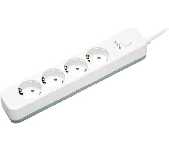 Сетевой фильтр PERFEO POWER STREAM 2500W 3.0 м, 4 розетки, белый 30016435 30016432 1