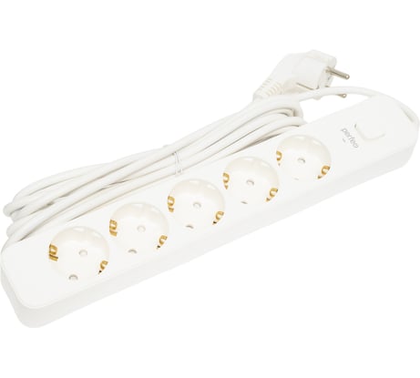 Сетевой фильтр PERFEO POWER STREAM 2500W 5.0 м, 5 розеток, белый 30016442 30016439