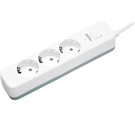 Сетевой фильтр PERFEO POWER STREAM 2500W 3.0 м, 3 розетки, белый 30016429 30016426
