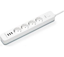 Сетевой фильтр PERFEO POWER STREAM 2500W 2.0 м, 4 розетки, 3 USB, белый 30016450 30016449