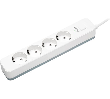 Сетевой фильтр PERFEO POWER STREAM 2500W 5.0 м, 4 розетки, белый 30016436 30016433
