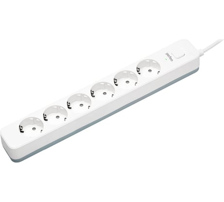 Сетевой фильтр Perfeo POWER STREAM 2500W 5.0 м, 6 розеток, белый 30016445