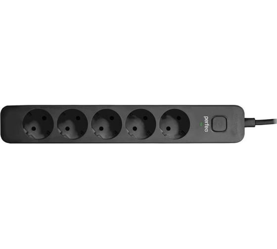 Сетевой фильтр PERFEO POWER STREAM 2500W 5.0 м, 5 розеток, черный 30016445 30016442