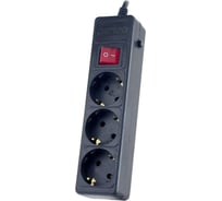 Сетевой фильтр PERFEO POWER+ 3.0 м, 3 розетки, черный (PF-PP-3/3,0-B) 30012497