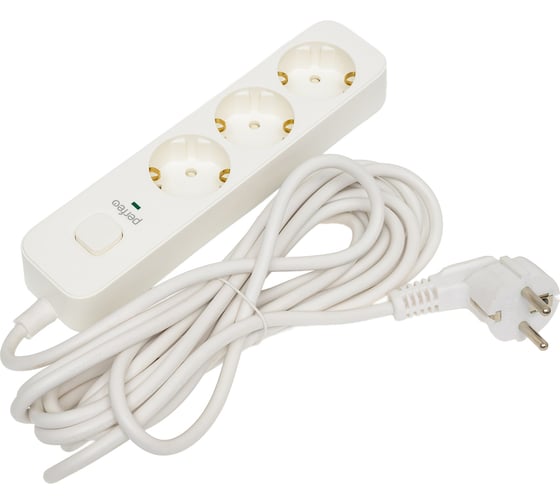 Сетевой фильтр PERFEO POWER STREAM 2500W 5.0 м, 3 розетки, белый 30016430 30016427