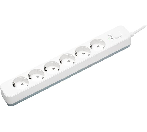 Сетевой фильтр PERFEO POWER STREAM 2500W 3.0 м, 6 розеток, белый 30016447 30016444 1