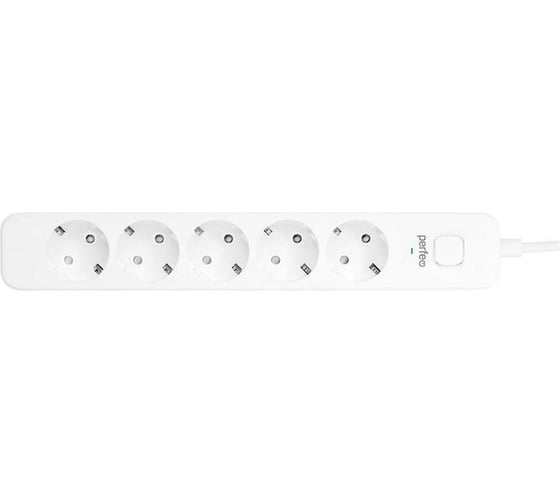 Сетевой фильтр PERFEO POWER STREAM 2500W 1.5 м, 5 розеток, белый 30016440 30016437