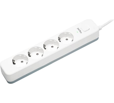 Сетевой фильтр PERFEO POWER STREAM 2500W 1.5 м, 4 розетки, белый 30016434 30016431