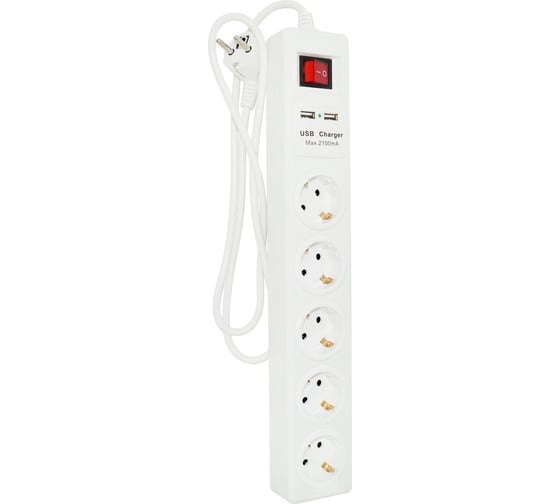 Удлинитель Jilion U-5g-3m-Z-V-USB с 5 евророзетками и 2 USB-портами (с/з, с/в) 3 м 9534321