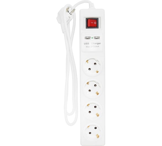 Удлинитель Jilion U-4g-3m-Z-V-USB с 4 евророзетками и 2 USB-портами (с/з, с/в) 3 м 9534311
