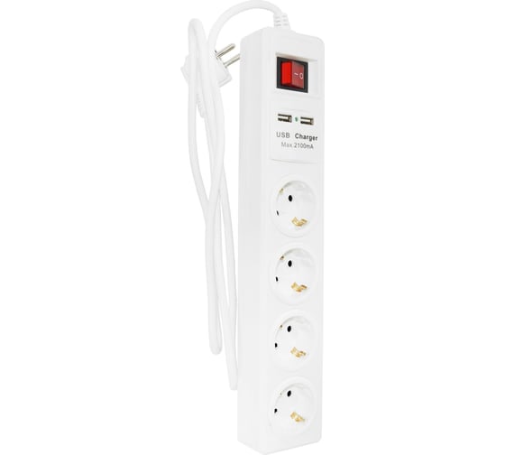 Удлинитель Jilion U-4g-3m-Z-V-USB с 4 евророзетками и 2 USB-портами (с/з, с/в) 3 м 9534311