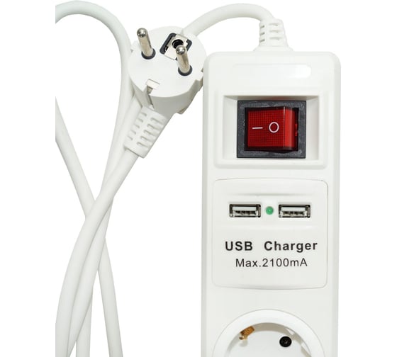 Удлинитель Jilion U-4g-3m-Z-V-USB с 4 евророзетками и 2 USB-портами (с/з, с/в) 3 м 9534311