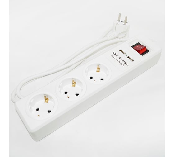 Удлинитель Jilion U-3g-1.5m-Z-V-USB с 3 евророзетками и 2 USB-портами (с/з, с/в) 1.5 м 9534300