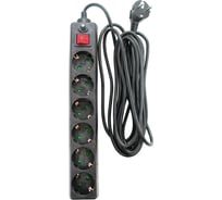 Сетевой фильтр Jilion UF-6g-5m-Z-V с 6 евророзетками (с/з, с/в) 5 м, черный 9534877