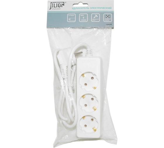 Удлинитель Jilion U-3g-1.5m-Z-c с 3 евророзетками (с/з) 1.5 м SIMPLE 9534045