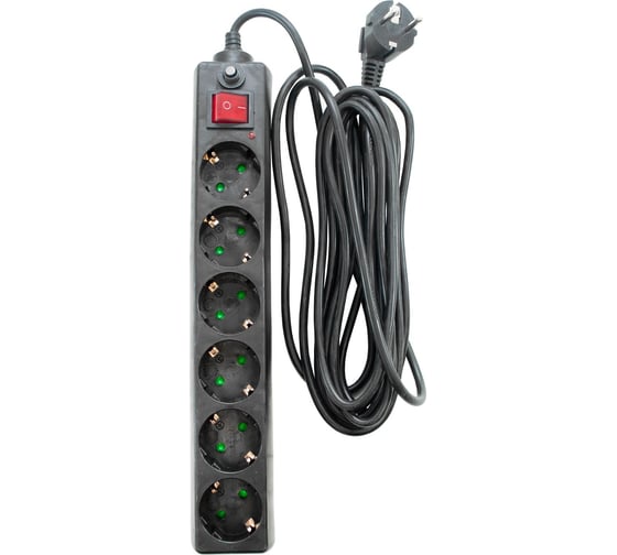 Сетевой фильтр Jilion UF-6g-3m-Z-V с 6 евророзетками (с/з, с/в) 3 м, черный 9534876